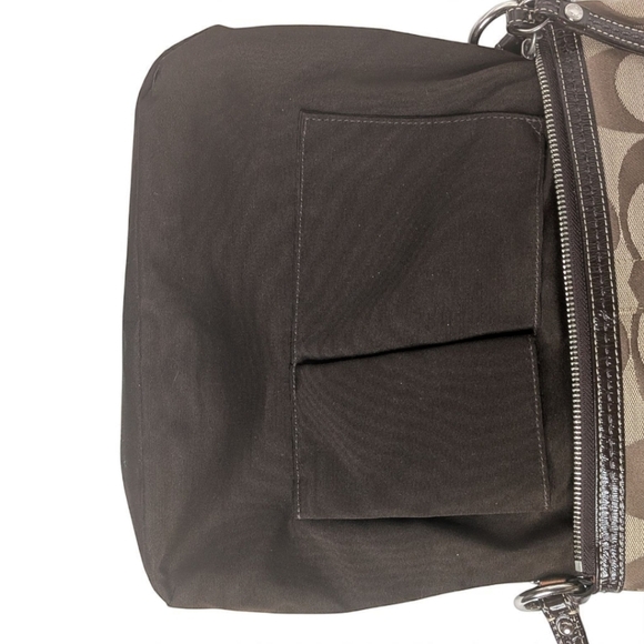 Authentic COACH F13674 Signature Crossbody Shoulder Bag Brown Canvas Leather - Picture 8 of 15